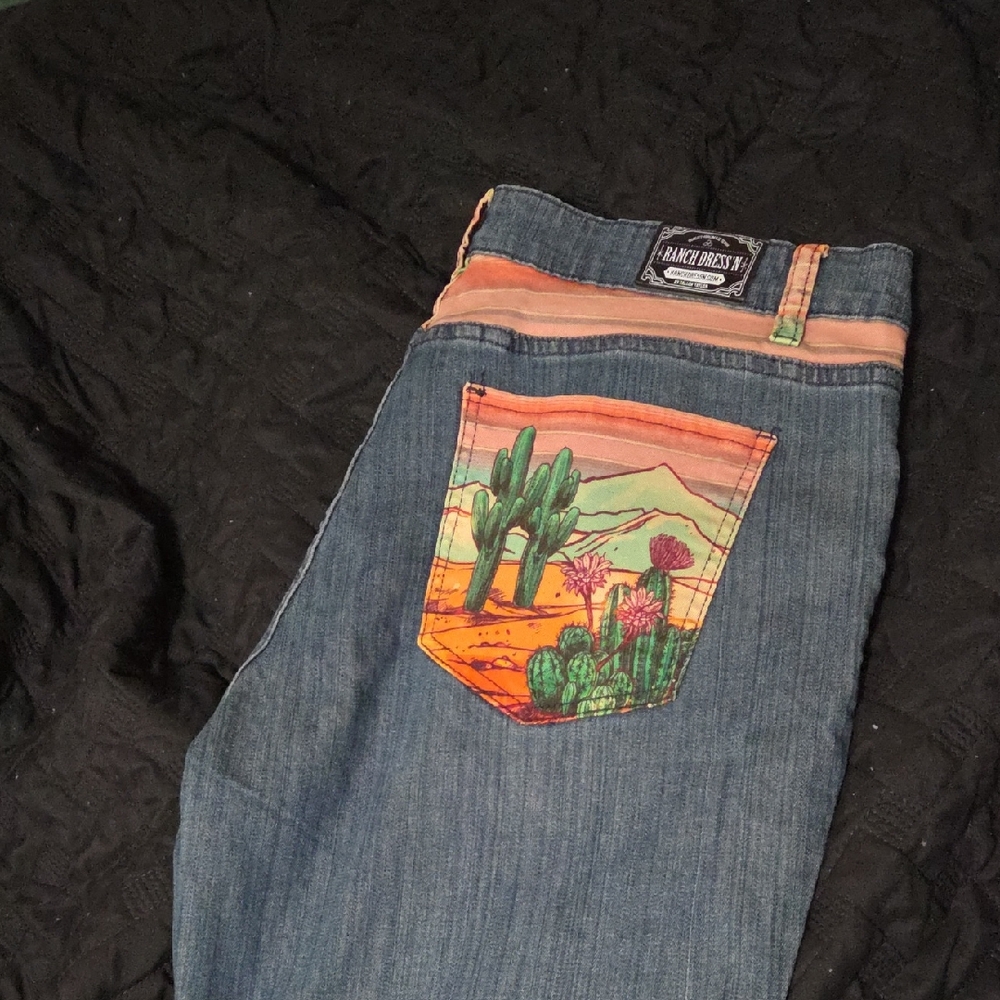 Ranch Dressn Boot Cut Jeans with Desert Design